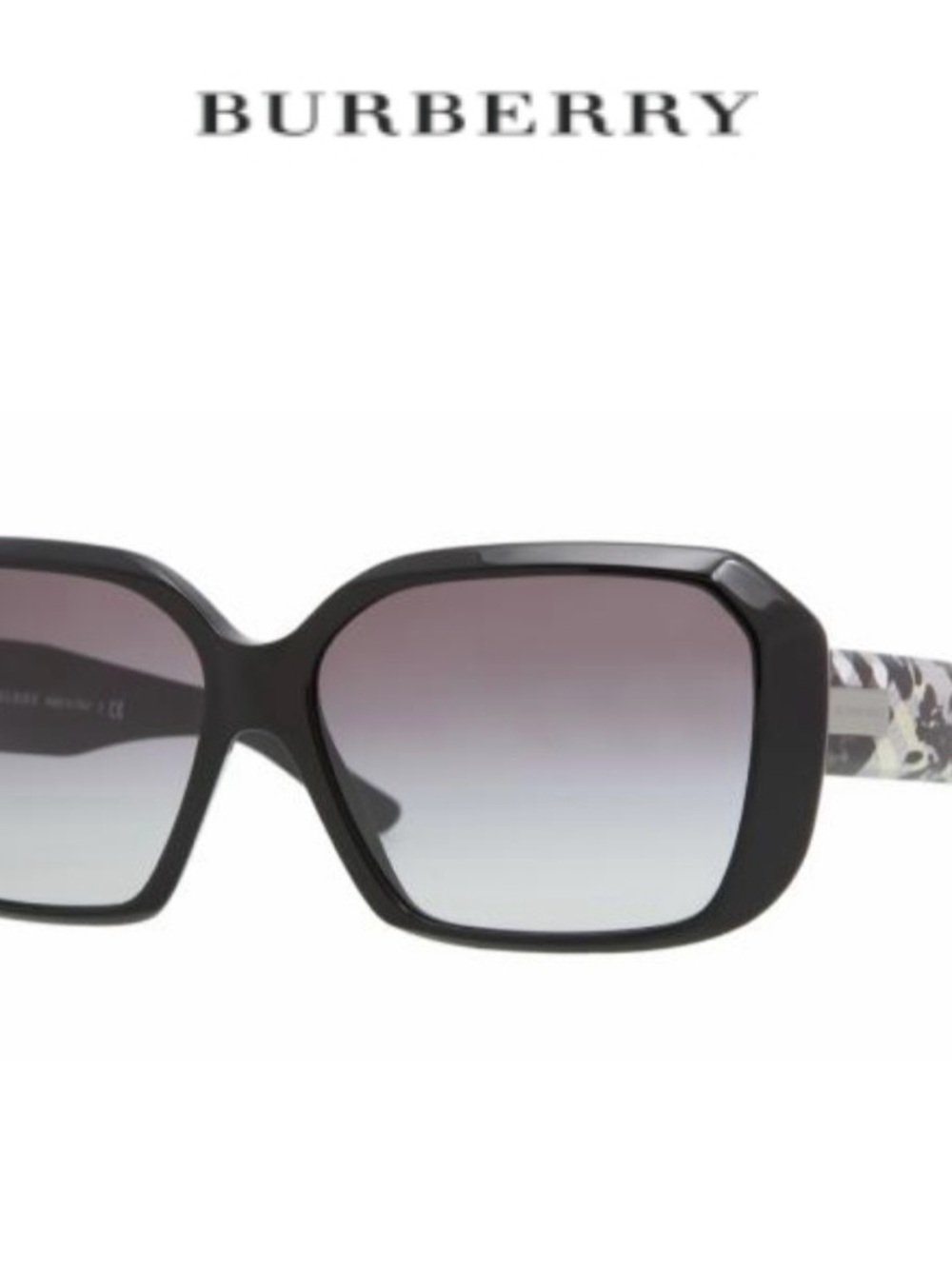 Burberry Black Frame Sunglasses with Gradient Gray Lenses